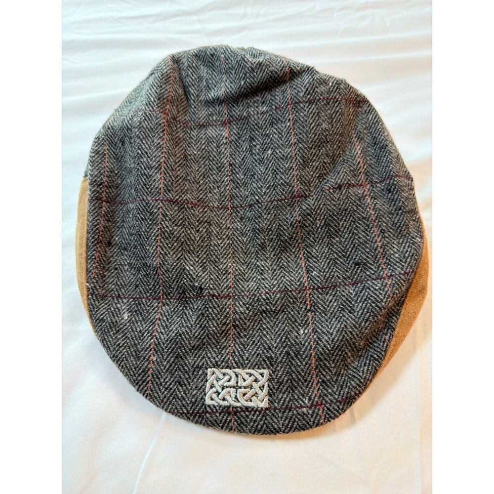Patrick Francis Ireland Irish Tweed Flat Cap Newsboy Herringbone Plaid Large
